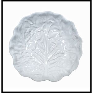 Olfaire 8 1/2" Ceramic Cabbage Lettuce Bowl Made In Portugal Majolica White